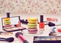 Still life of fashion woman, essentials cosmetics Royalty Free Stock Photo