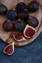 still life figs on a wooden plate Royalty Free Stock Photo