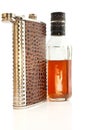 The still life from flask and bottle with cognac Royalty Free Stock Photo