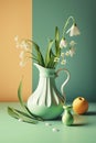Still life with flowers and fruits, spring concept Royalty Free Stock Photo