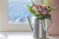Still life flowers in watering can Royalty Free Stock Photo