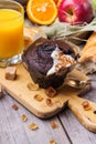 Chocolate muffin cake for breakfast Royalty Free Stock Photo