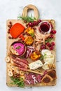 Assortment of spanish tapas or italian antipasti with hummus Royalty Free Stock Photo