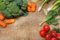 Still life in the form of a frame of vegetables