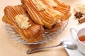 Still life with French pastries, the ÃÂ©clair on the table