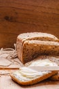 Still life fresh bread with butter and honey Royalty Free Stock Photo