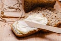 Still life fresh bread with butter and honey Royalty Free Stock Photo