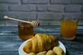 Still life with fresh fruits and glass of juice on the wooden background Royalty Free Stock Photo