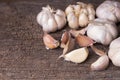 Still life, fresh garlic on old wood Royalty Free Stock Photo