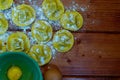 Still life with fresh homemade pasta with flour and egg Royalty Free Stock Photo