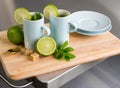 Still life with fresh mint tea and lime. Royalty Free Stock Photo