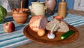 Still life of fresh rustic food and earthenware 3D Royalty Free Stock Photo