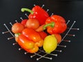 Still life - fresh vegetables on a black background