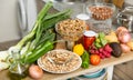 Still life with fresh vegetables in domestic kitchen Royalty Free Stock Photo