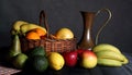 Still life of fruit in a basket Royalty Free Stock Photo