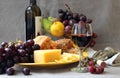 Still life with fruit and a glass of wine. Royalty Free Stock Photo