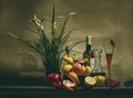 Still life with fruit and liquer Royalty Free Stock Photo