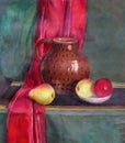 Still life with fruit and a pot