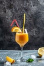 Still Life Glass of Fresh Orange Juice on Vintage Wood Table with Copy Space Background Royalty Free Stock Photo