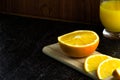 Still Life Glass of Fresh Orange Juice on Vintage Wood Table with Copy Space Background Royalty Free Stock Photo