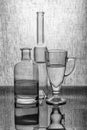 Still life with glass objects with reflection