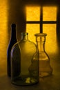 Still life with glass objects on a window background Royalty Free Stock Photo