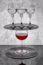 Still life with a glass of red wine with vinyl records Royalty Free Stock Photo