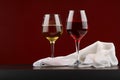 Still life with glasses of red and white wine Royalty Free Stock Photo