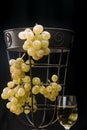 Still life with golden grapes and white wine Royalty Free Stock Photo