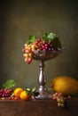 Still life with grapes and melon