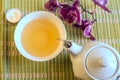 Still life with green tea in a teapot Royalty Free Stock Photo