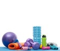 Still life of group sports equipment for womens