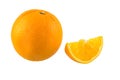 Still Life Half crescent, Full Fresh Orange Fruit on white background