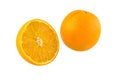 Still Life Half crescent, Full Fresh Orange Fruit on white backg