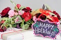 Still life with Happy Holidays sign Royalty Free Stock Photo