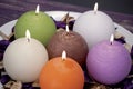 Still life of home lighting candles or catalyst lamp Royalty Free Stock Photo