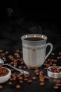 Still life hot black morning coffee on a dark background Royalty Free Stock Photo