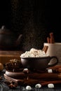 Still life with hot chocolate and marshmallows. Royalty Free Stock Photo