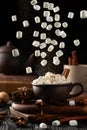 Still life with hot chocolate and marshmallows. Royalty Free Stock Photo