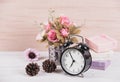 Still life interior decoration pink rose flower in a vase Royalty Free Stock Photo