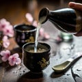 still life with Japanese drink sake 1 Royalty Free Stock Photo