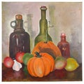 Still life for the kitchen is painted on canvas with acrylic paints