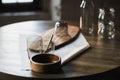 Still life, kitchen table, wooden board, vase, honey Royalty Free Stock Photo