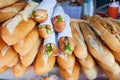 Still life. Laos style breakfast. Baguette or French bread with Royalty Free Stock Photo