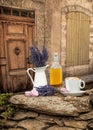 Still life with lavender flower and cup of coffee in Provence, France Royalty Free Stock Photo