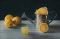 Still life of lemons with lemon juice Royalty Free Stock Photo