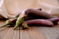 Still life with long asian eggplant Royalty Free Stock Photo