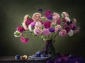Still life with luxurious bouquet of autumn asters
