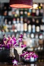 Still life with margarita cocktail and orchid flowers in the bar Royalty Free Stock Photo