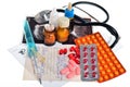 Still life of medical items used by doctors to treat Royalty Free Stock Photo